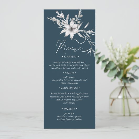 Rustige botanica Wedding Dinner Menu Uitnodiging (Staand voorkant)
