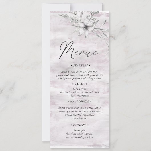 Rustige botanica Wedding Dinner Menu Uitnodiging (Voorkant)
