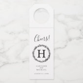 Rustige botanische baard legant bruiloft monogram flessenhanger (Voorkant)