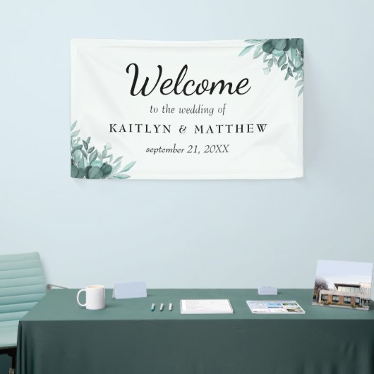 Rustige Botanische Bliss Wedding Backdrop Spandoek (Beurs)