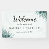 Rustige Botanische Bliss Wedding Backdrop Spandoek (Horizontaal)