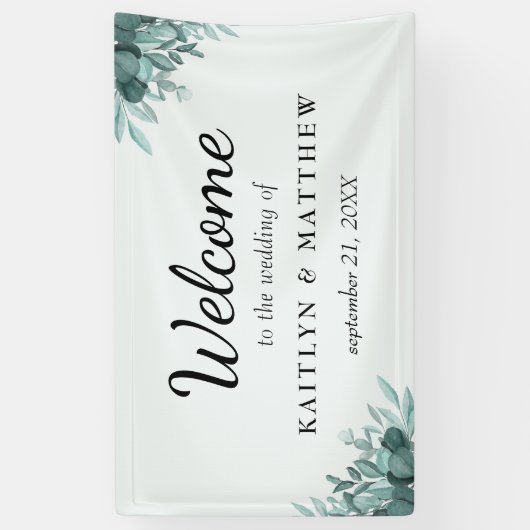 Rustige Botanische Bliss Wedding Backdrop Spandoek (Verticaal)