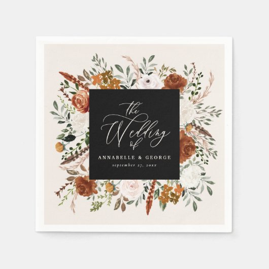 Rustige botanische bruiloft met terracotta napkins servet (Voorkant)