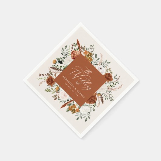 Rustige botanische bruiloft, terracotta elegant servet (Hoek)