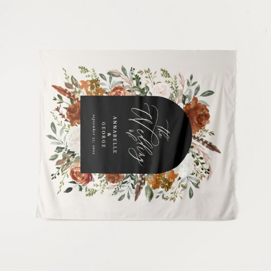 Rustige botanische bruiloft welkomstscript terraco wandkleed (Voorkant (horizontaal))