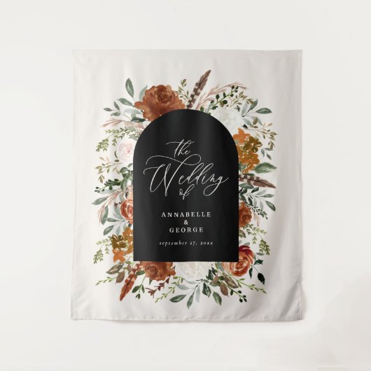 Rustige botanische bruiloft welkomstscript terraco wandkleed (Voorkant)