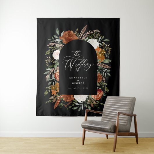 Rustige botanische bruiloft welkomstscript terraco wandkleed (In situ)