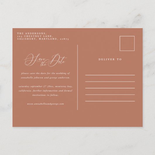 Rustige botanische bruine bruinroest aankondigingskaart (Achterkant)