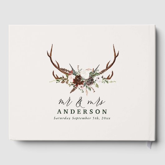 Rustige botanische bruinkoolzetplank gastenboek (Achterkant)