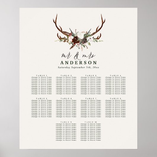 Rustige botanische bruinkoolzetplank poster (Voorkant)