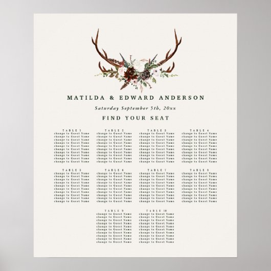 Rustige botanische bruinkoolzittenden poster (Voorkant)