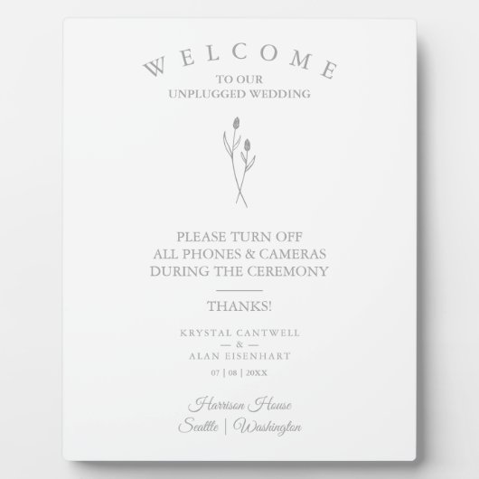 Rustige Botanische Eenvoudige bruiloft zonder plug Fotoplaat (Voorkant)