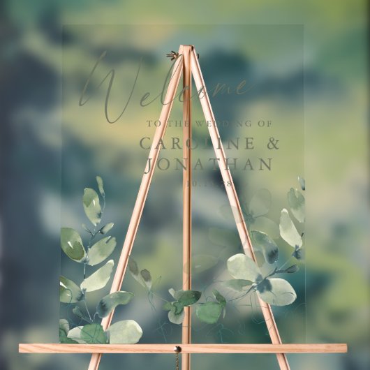 Rustige botanische Eucalyptus aangepaste bruiloft Acryl Bord (Neutraal)
