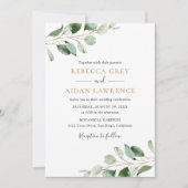 Rustige Botanische Eucalyptus Greenery Gold Weddin Kaart (Voorkant)