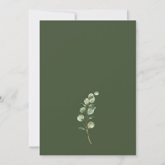 Rustige Botanische Eucalyptus Greenery Gold Weddin Kaart (Achterkant)