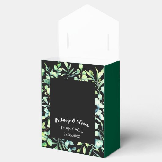 Rustige botanische Eucalyptus Greenery Wedding Bedankdoosjes (Geopend)