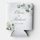 Rustige botanische Eucalyptus Greenery Wedding Blikjeskoeler (Voorkant)