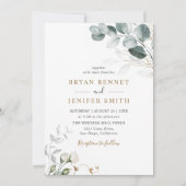 Rustige botanische Eucalyptus Greenery Wedding Kaart (Voorkant)