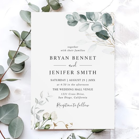 Rustige botanische Eucalyptus Greenery Wedding Kaart