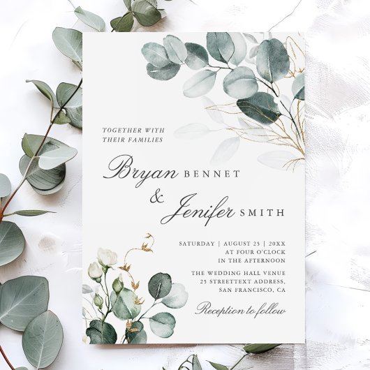 Rustige botanische Eucalyptus Greenery Wedding Kaart