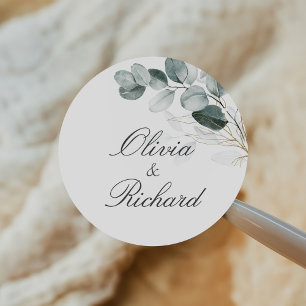 Rustige botanische Eucalyptus Greenery Wedding Ronde Sticker