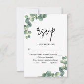 Rustige botanische Eucalyptus Greenery Wedding RSVP Kaartje (Voorkant)