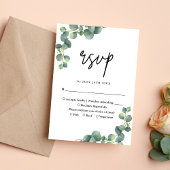 Rustige botanische Eucalyptus Greenery Wedding RSVP Kaartje