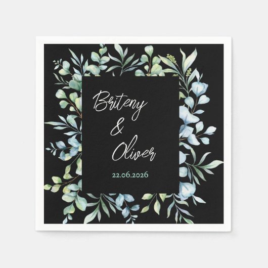 Rustige botanische Eucalyptus Greenery Wedding Servet (Voorkant)