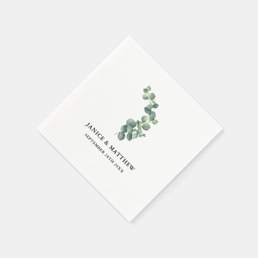 Rustige botanische Eucalyptus Greenery Wedding Servet (Hoek)