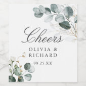 Rustige botanische Eucalyptus Greenery Wedding Wijn Etiket (Enkel label)