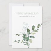 Rustige Botanische Eucalyptus Wedding Website Kaart (Achterkant)
