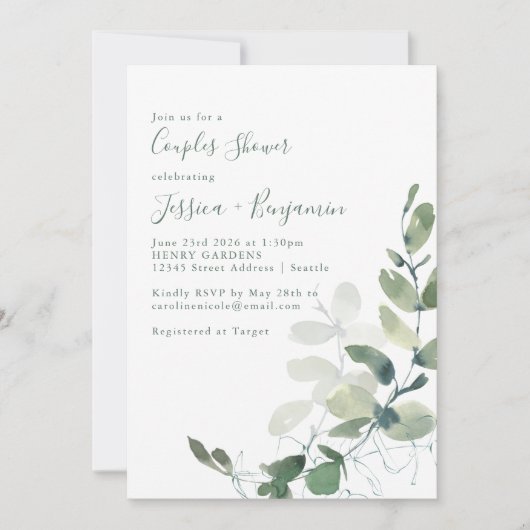 Rustige botanische Eucalyptuscouponschotel Kaart (Voorkant)