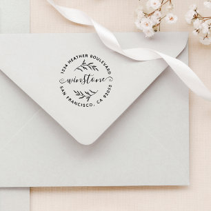 Rustige botanische familienaam Ronde Return-adres Rubberstempel