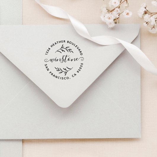 Rustige botanische familienaam Ronde Return-adres Rubberstempel