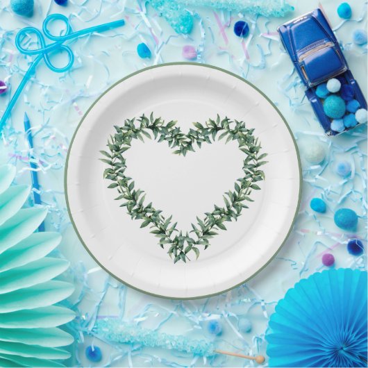 Rustige, botanische groen leder, eenvoudig ledemaa papieren bordje (Feest)