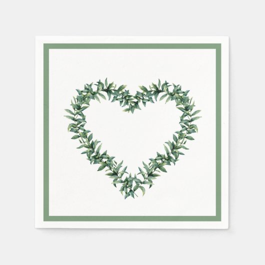 Rustige, botanische groen leder, eenvoudig ledemaa servet (Voorkant)