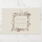 Rustige botanische, grote aardentoonbindingen sparkling wijnetiket (Enkel label)