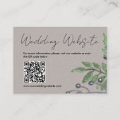 Rustige botanische laatgrijze bruiloft Website Informatiekaartje (Voorkant)