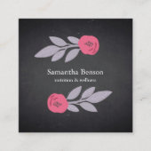 Rustige  botanische Leaf Branch Square Busine Vierkante Visitekaartje (Voorkant)