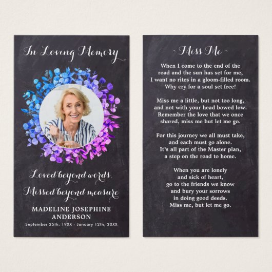 Rustige Botanische Memorial Funeral Prayer Kaart (Voorkant /achterkant)