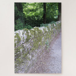 Rustige botanische middeleeuwse muur grijze groene legpuzzel