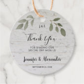 Rustige botanische monogram foto bruiloft bedankt bedankjes labels (Voorkant)