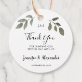 Rustige botanische monogram foto bruiloft bedankt bedankjes labels (Voorkant)