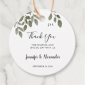 Rustige botanische monogram foto bruiloft bedankt bedankjes labels (Voorkant)