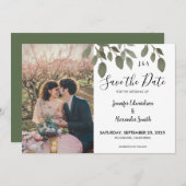 Rustige botanische monogram foto Save the Date Kaart (Voorkant / Achterkant)
