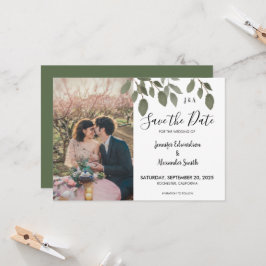 Rustige botanische monogram foto Save the Date Kaart