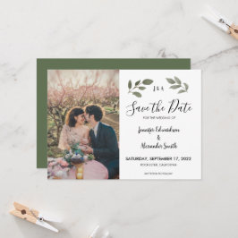 Rustige botanische monogram foto Save the Date Kaart
