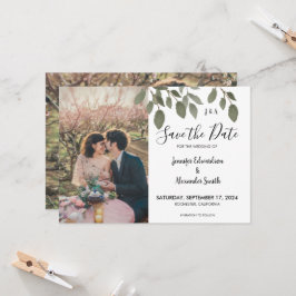Rustige botanische monogram foto Save the Date Kaart