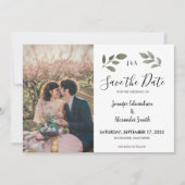 Rustige botanische monogram foto Save the Date Kaart (Voorkant)