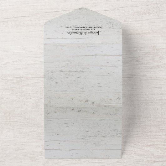 Rustige, botanische monogram fotobruiloft all in one uitnodiging (Buitenkant)